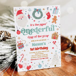 Winter ONEderful Blue Christmas Birthday Party Invitation<br><div class="desc">Winter ONEderful Blue Christmas Birthday Party Invitation</div>