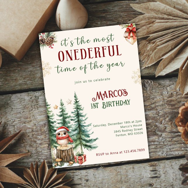 Winter Onederful Christmas 1st Birthday Party Invitation (Creator Uploaded)