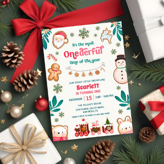 Winter Onederful Gingerbread Cookie 1st Birthday Invitation