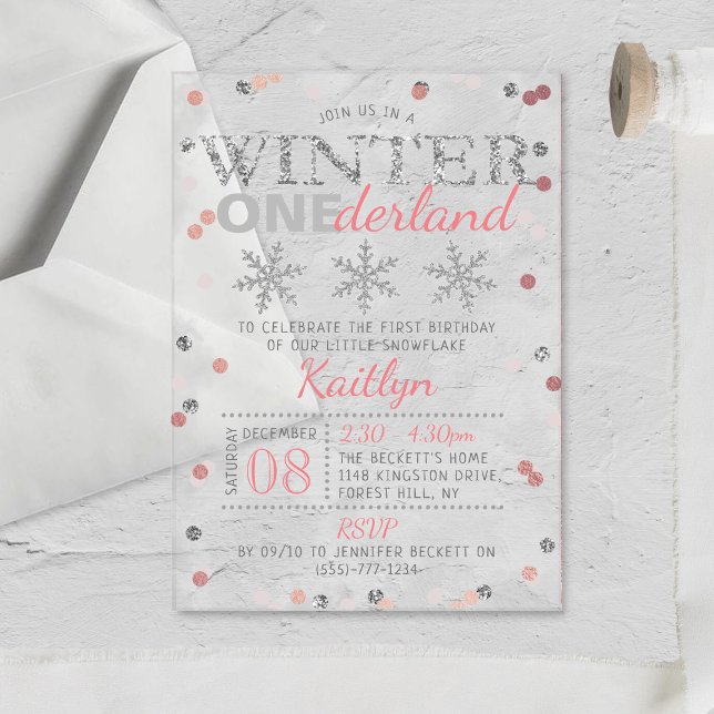 Winter ONEderland 1st Birthday Acrylic Invitations (Creator Uploaded)
