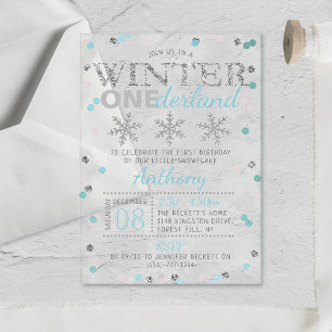 Winter ONEderland 1st Birthday Acrylic Invitations
