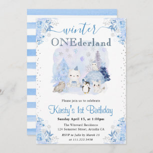 Winter ONEderland 1st Birthday Arctic Animals Invitation
