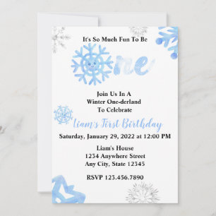 Winter ONEderland 1st Birthday Boys Invitation