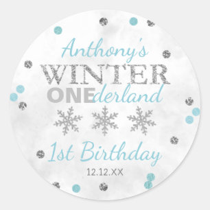 Winter ONEderland 1st Birthday Classic Round Sticker