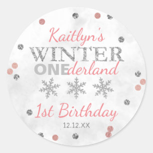 Winter ONEderland 1st Birthday Classic Round Sticker