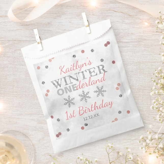 Winter ONEderland 1st Birthday Favour Bags (Clipped)
