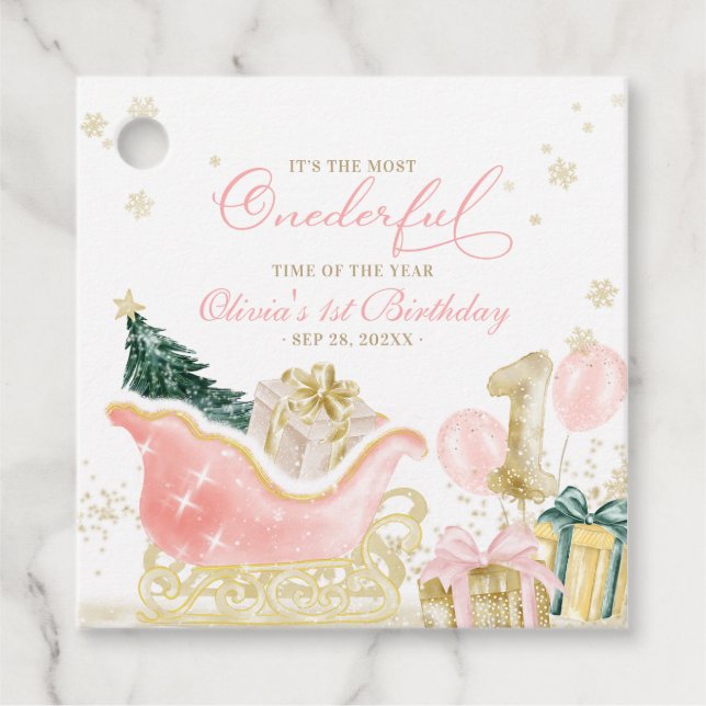 Winter Onederland 1st Birthday  Favour Tags (Front)