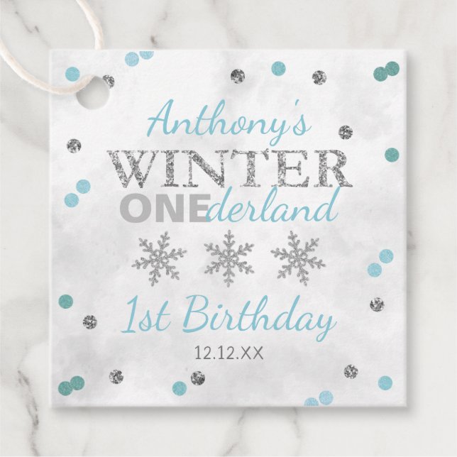 Winter ONEderland 1st Birthday Favour Tags (Front)