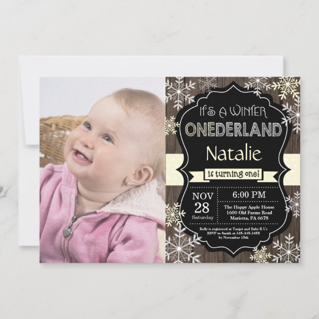 Winter Onederland 1st Birthday Invitation (Front)