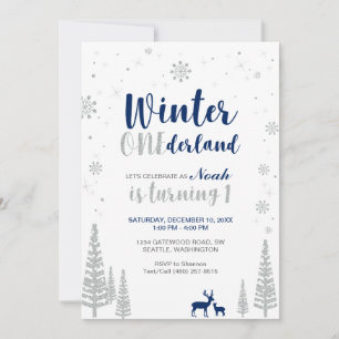 Winter Onederland 1st Birthday Invitation - Boy