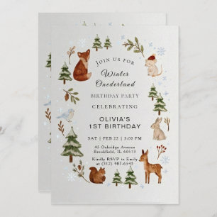 Winter ONEderland 1st Birthday Invitation Editable