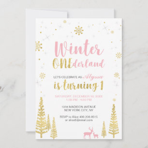 Winter Onederland 1st Birthday Invitation - Girl