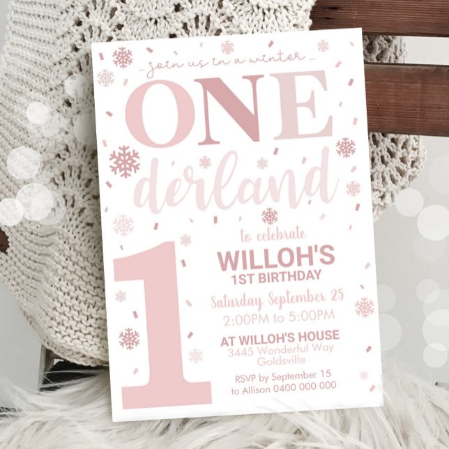 Winter Onederland 1st Birthday Invitation Girl (Creator Uploaded)