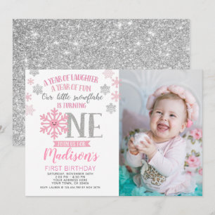 Winter Onederland 1st Birthday Invitation Photo