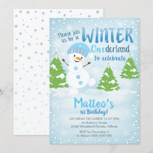 Winter Onederland 1st Birthday Invitation Snowman