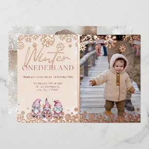 Winter ONEderland 1st birthday invitations girl