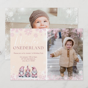 Winter ONEderland 1st birthday invitations girl