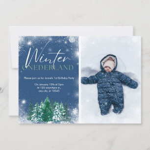 Winter Onederland 1st birthday Invitations Photo