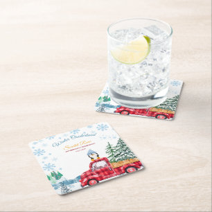 winter onederland 1st birthday invitations square paper coaster