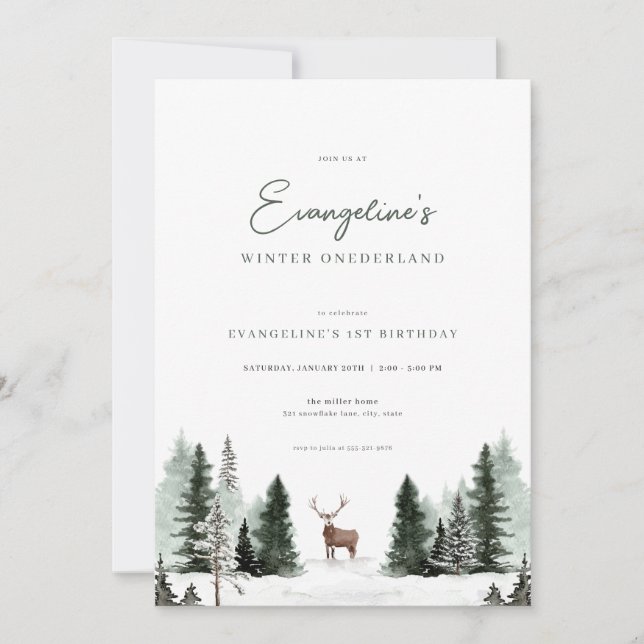 Winter Onederland 1st Birthday Invite (Front)