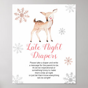 Winter Onederland 1st Birthday Late Night Diapers Poster