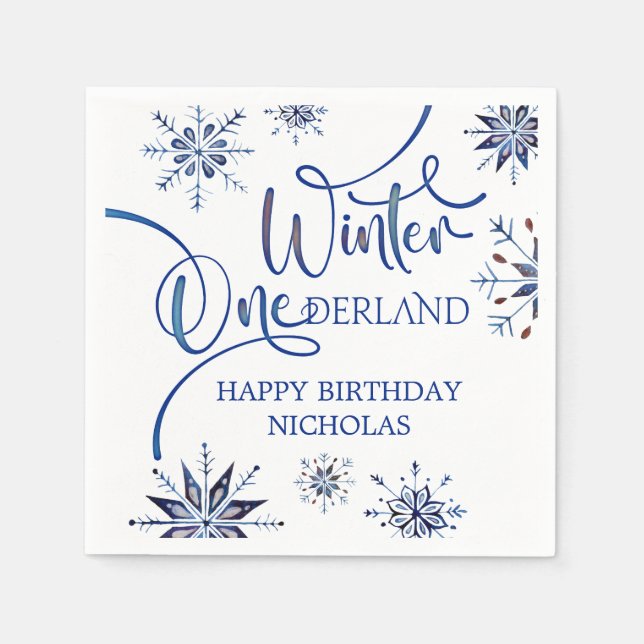 Winter Onederland 1st Birthday Napkin (Front)