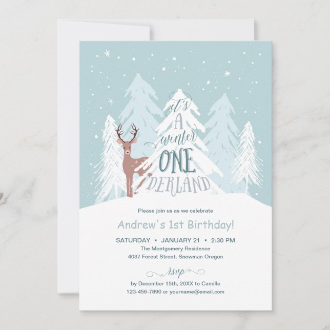 Winter Onederland 1st Birthday Party Invitation (Front)