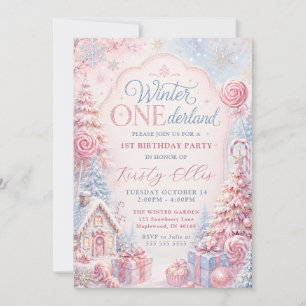 Winter ONEderland 1st Birthday Party Invitation