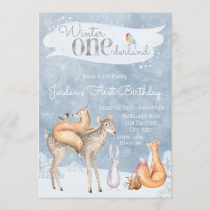 Winter ONEderland 1st Birthday Party Invitation