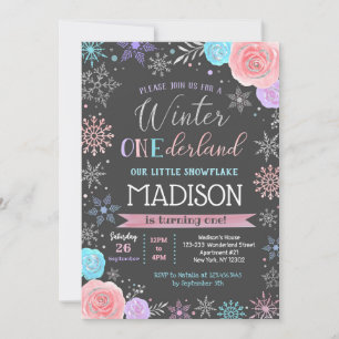 Winter ONEderland 1st Birthday Party Invitations