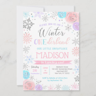 Winter  ONEderland 1st Birthday Party Invitations