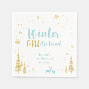 Winter Onederland 1st Birthday Party Paper Napkin