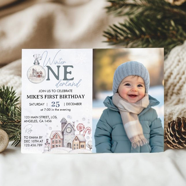 Winter Onederland 1st Birthday Photo Invitation (Creator Uploaded)