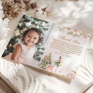 Winter Onederland 1st birthday photo Thank you Invitation