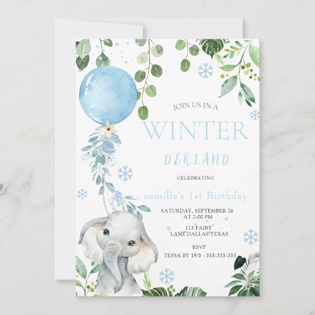Winter Onederland 1st Birthday shower Invitation (Front)