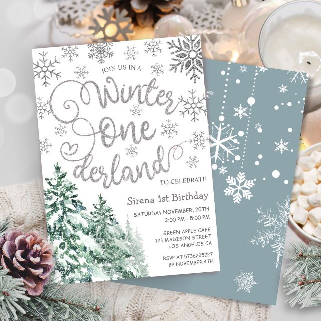 Winter ONEderland 1st Birthday Snow Winter Forest  Invitation (Creator Uploaded)