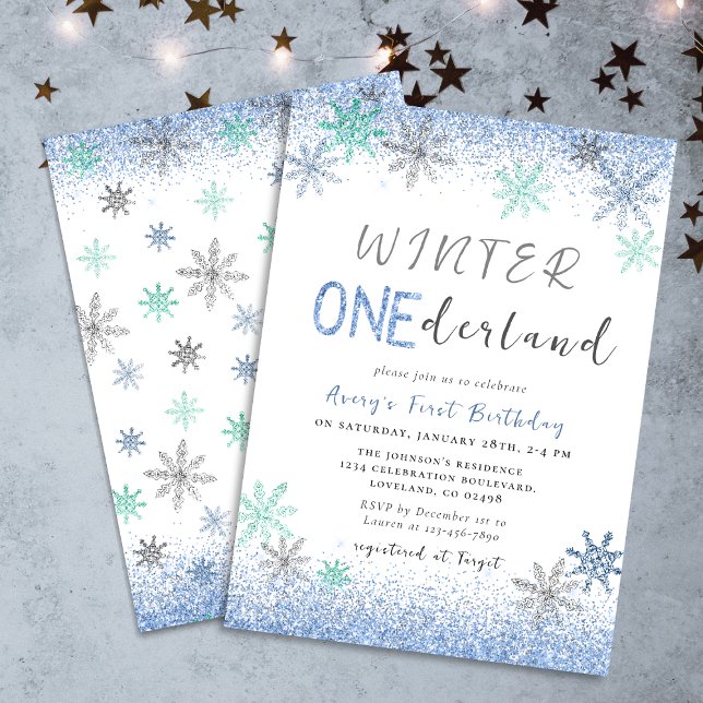 Winter Onederland 1st Birthday Snowflakes Winter Invitation (Creator Uploaded)