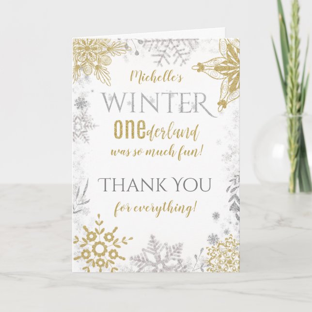 Winter Onederland 1st Birthday Thank You (Front)