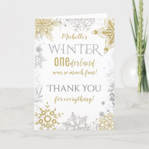 Winter Onederland 1st Birthday Thank You Card
