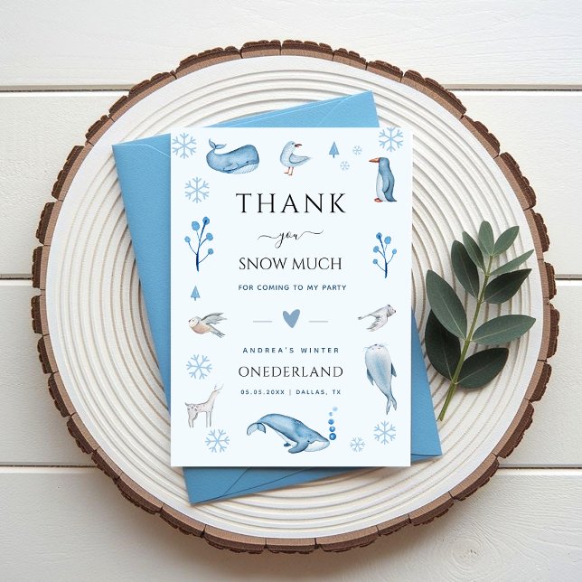 Winter Onederland 1st Birthday Thank You Card (Creator Uploaded)