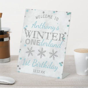 Winter ONEderland 1st Birthday Welcome Pedestal Sign