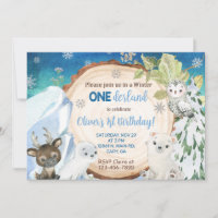 Winter Onederland 1st, first birthday invitation.