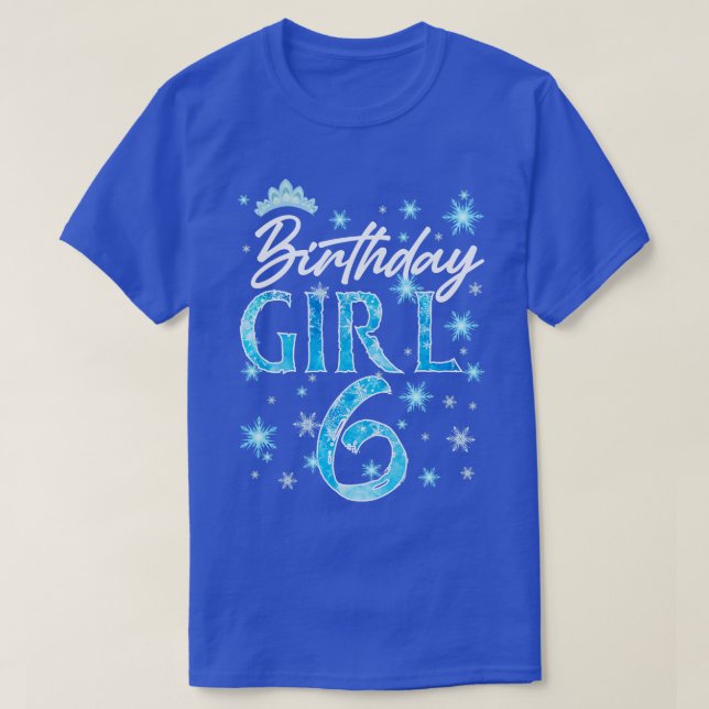 Winter Onederland 6th Birthday Girl Snowflake Bday T-Shirt (Design Front)