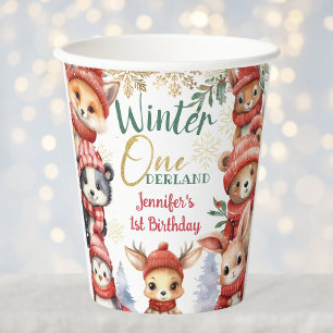 Winter ONEderland Animals Christmas 1st Birthday Paper Cups