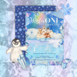 Winter ONEderland Arctic Animal 1st Birthday Party<br><div class="desc">Cuter than cute sweet arctic baby animals on an iceberg in icy surroundings "Winter ONEderland" First Birthday Party real silver foil design.  Just add your son's name and party details to complete the design.</div>