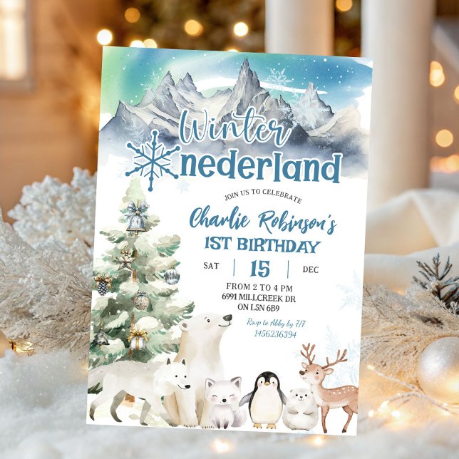 Winter Onederland Arctic Animal Boy First Birthday Invitation (Creator Uploaded)