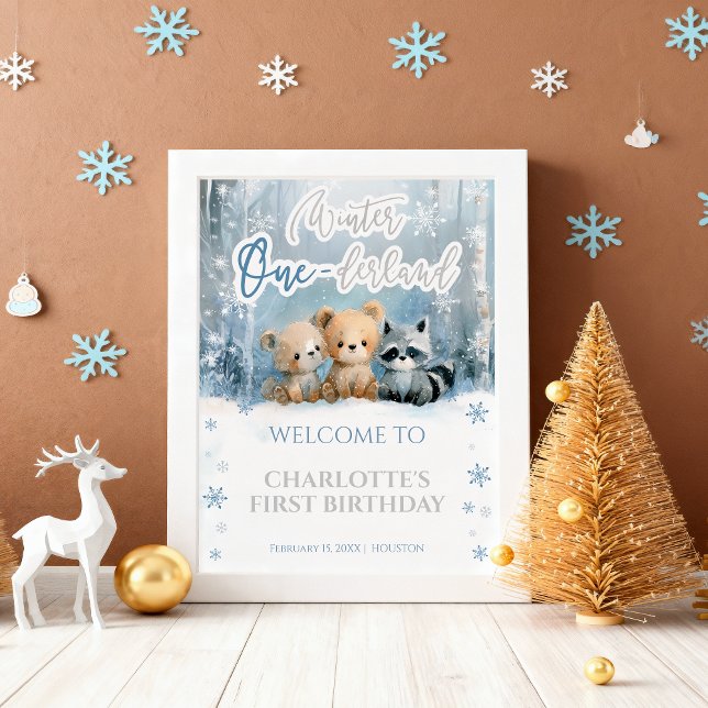 Winter Onederland Bear Blue First Welcome Sign (Creator Uploaded)