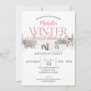 Winter Onederland Birthday, Animal 1st Birthday Invitation