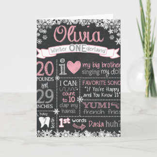 Winter ONEderland Birthday Chalkboard Sign Card