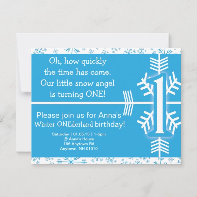 Winter ONEderland birthday invitation (Front)